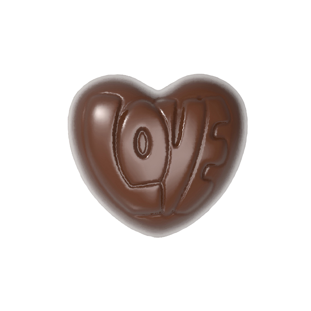 Chocolate World Polycarbonate Chocolate Mold, Heart Love, 21 Cavities