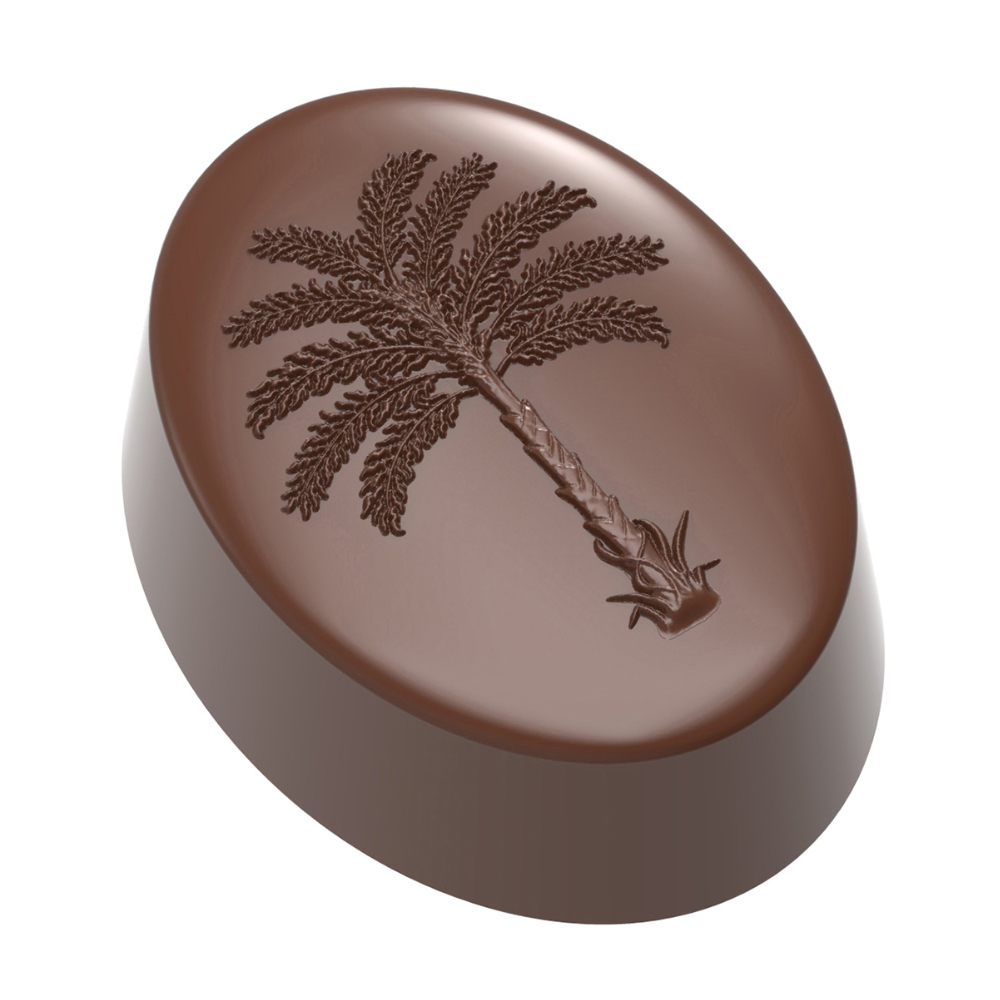 Chocolate World Polycarbonate Chocolate Mold, Praline with Palm Tree, 21 Cavities