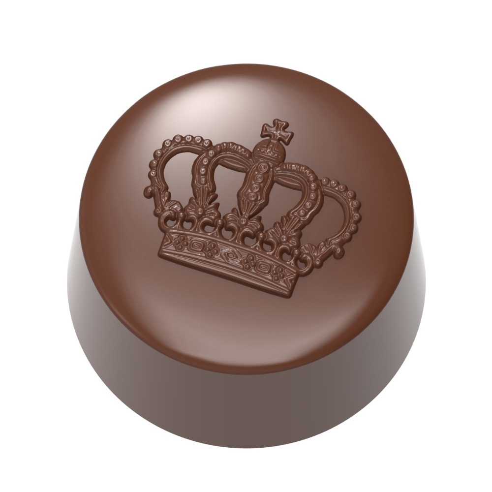 Chocolate World Polycarbonate Chocolate Mold, Praline with Crown, 21 Cavities