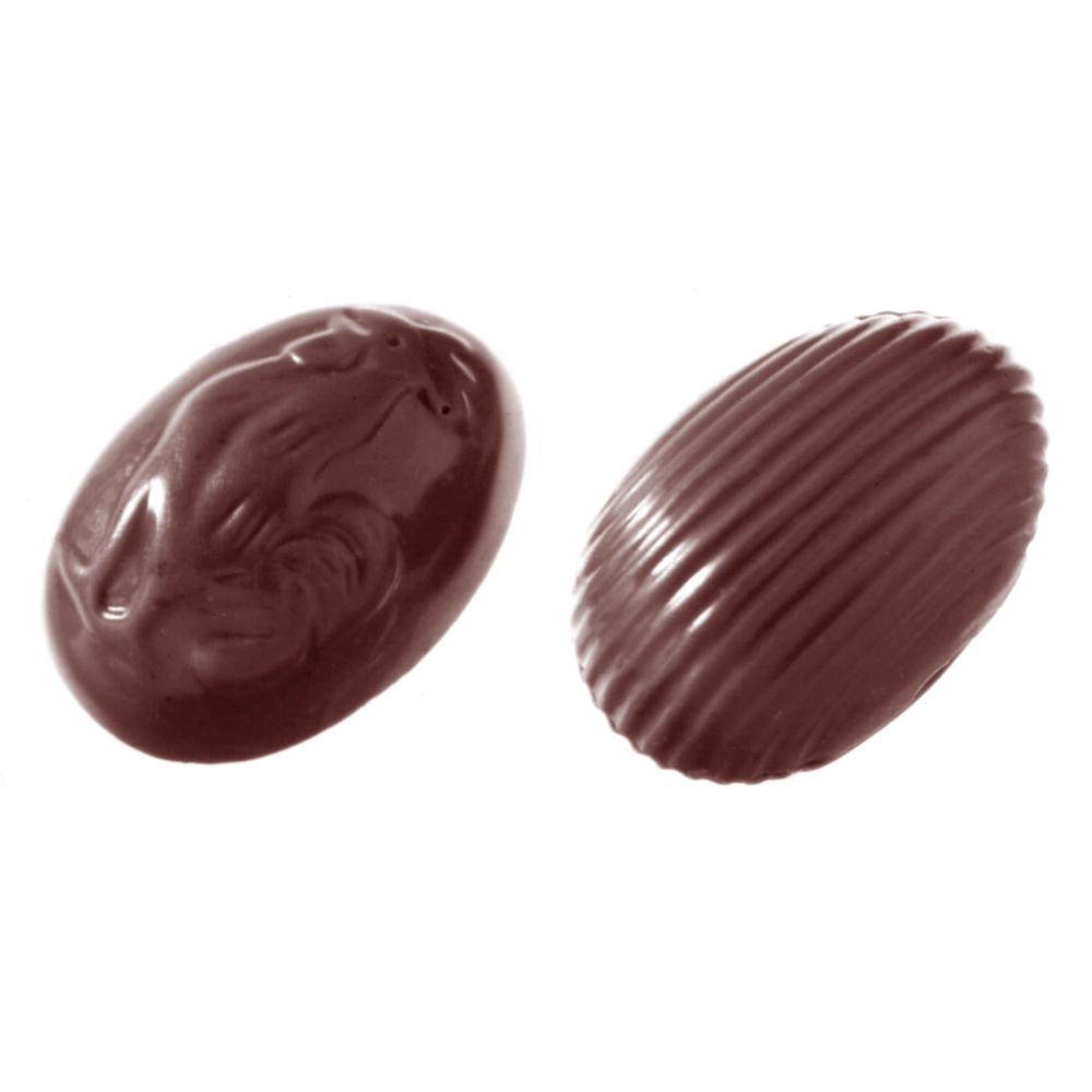 Chocolate World Polycarbonate Chocolate Mold, Ribbed & Animal Egg, 48 Cavities