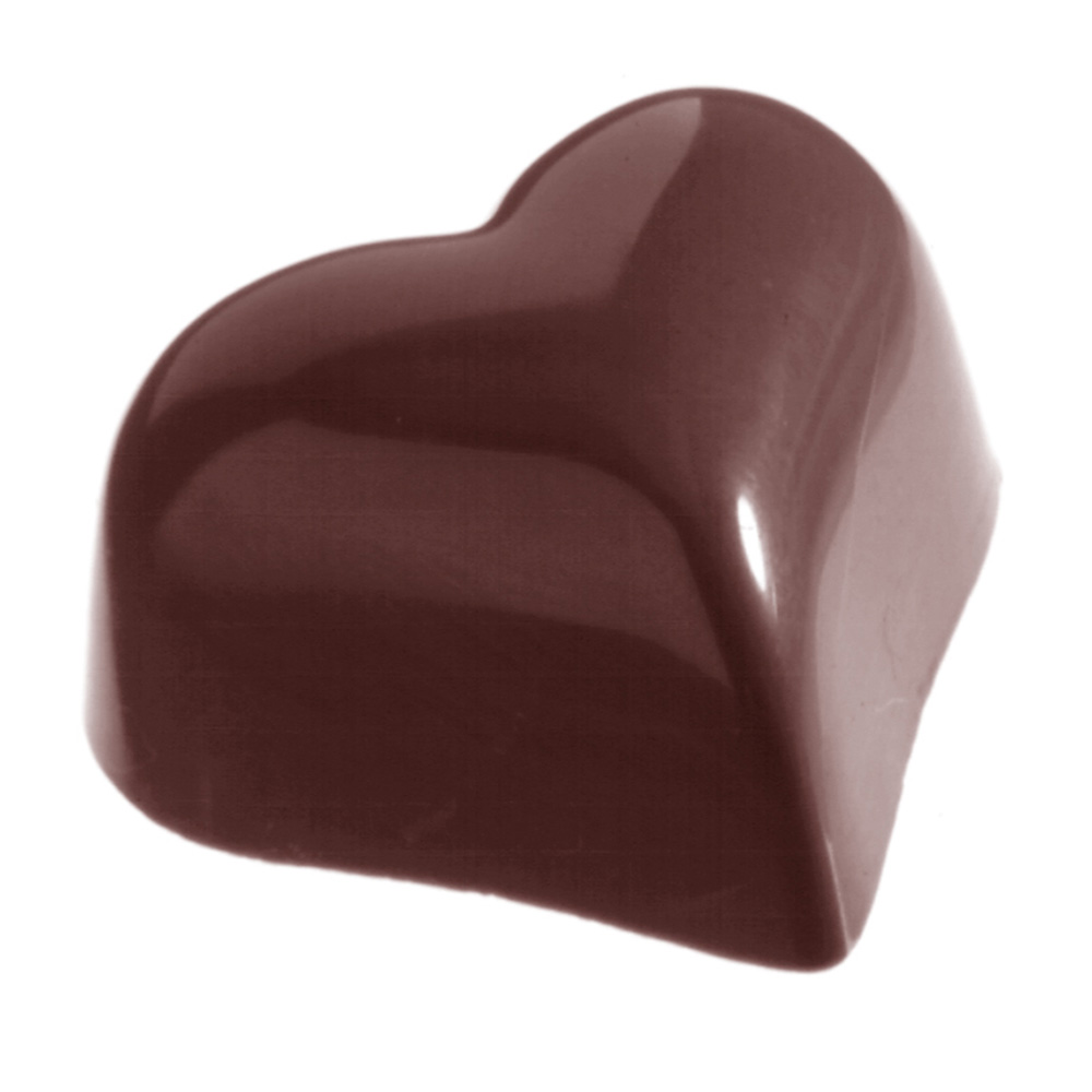 Chocolate World Polycarbonate Chocolate Mold, Rounded Heart, 28 Cavities