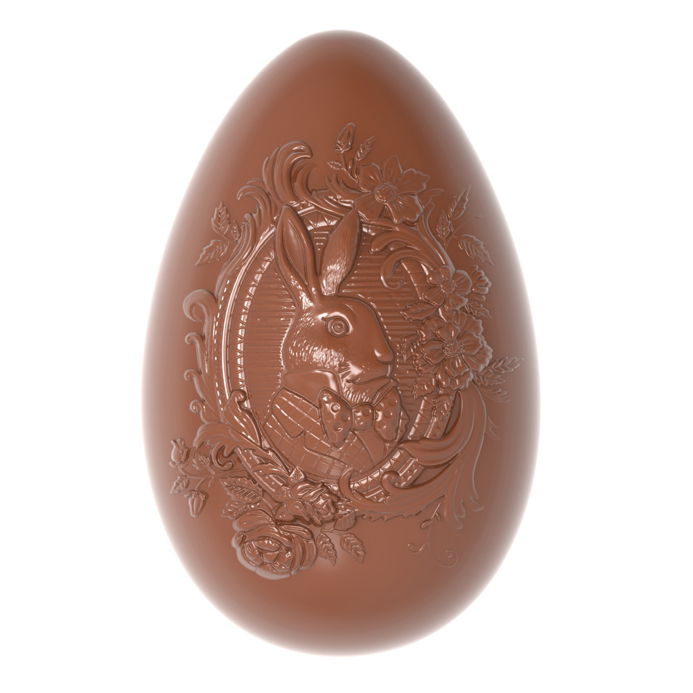 Chocolate World Polycarbonate Chocolate Mold, Sir Edward the Bunny Egg,1 Cavity