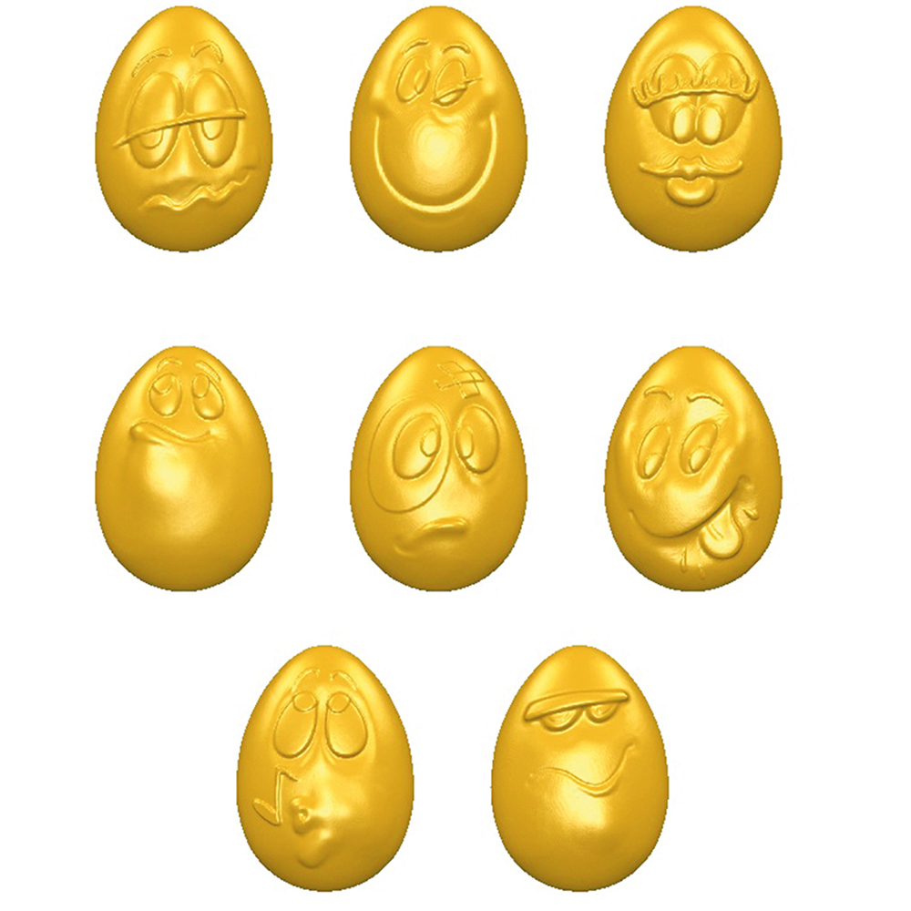 Chocolate World Polycarbonate Chocolate Mold, Smiley Egg, 24 Cavities