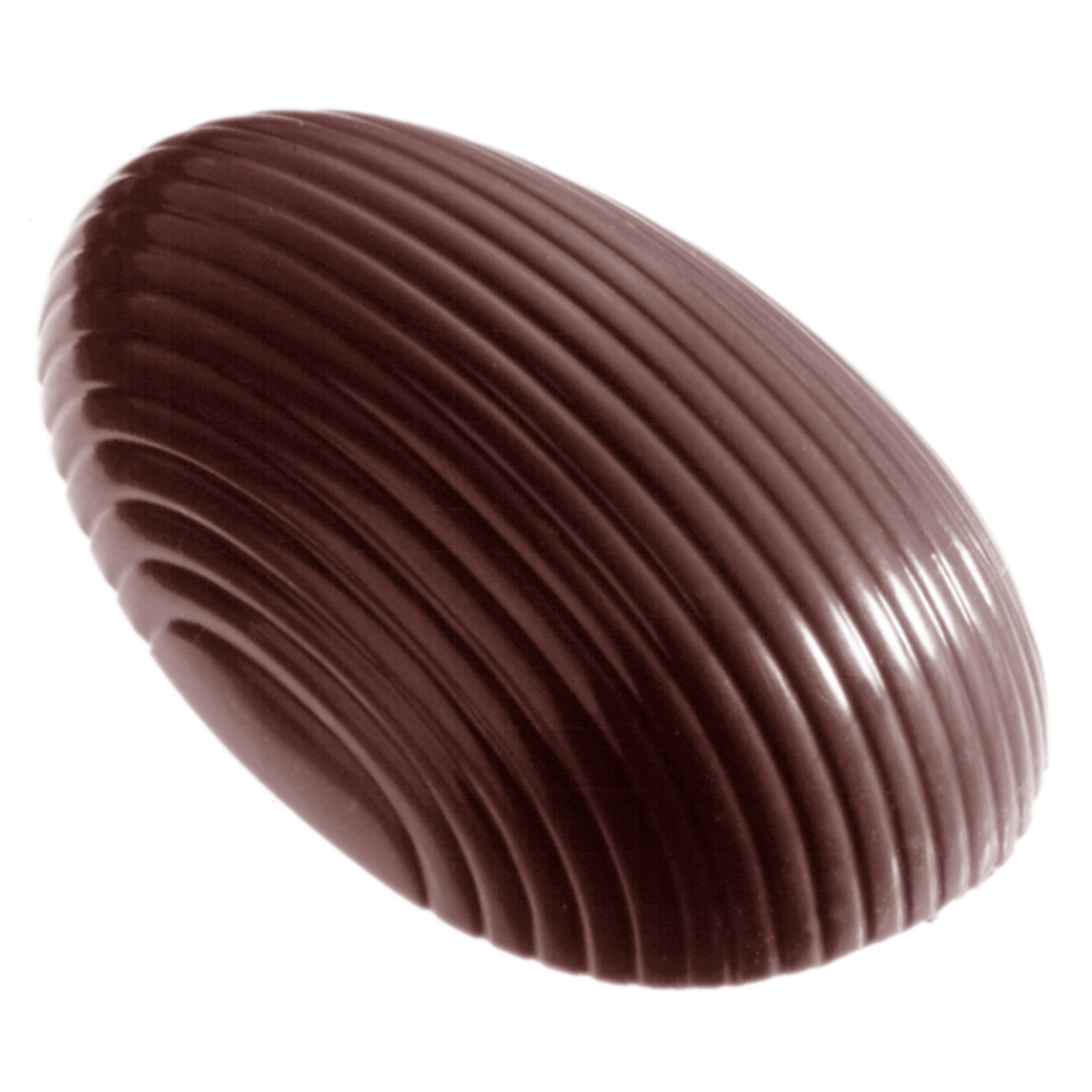 Chocolate World Polycarbonate Chocolate Mold, Striped Egg, gr., 14 Cavities