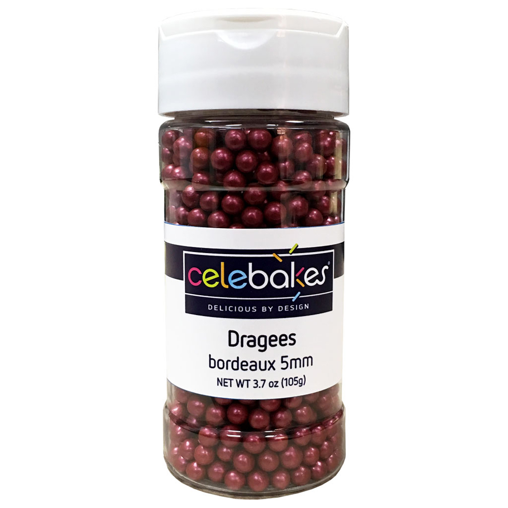 Celebakes Bordeaux 5mm Dragees, oz