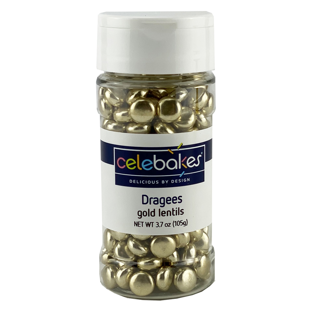 Celebakes Gold Lentil Dragees, oz