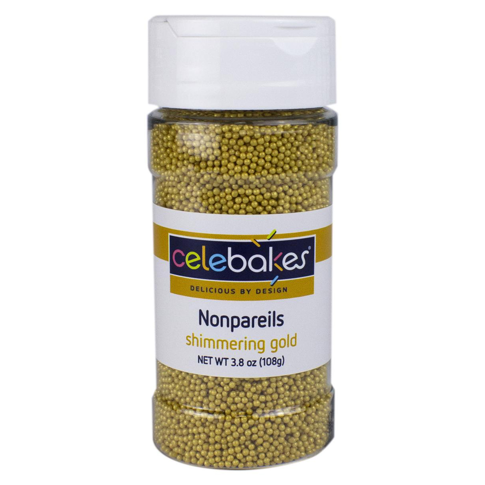 Celebakes Shimmering Gold Nonpareils, 3.8 oz.