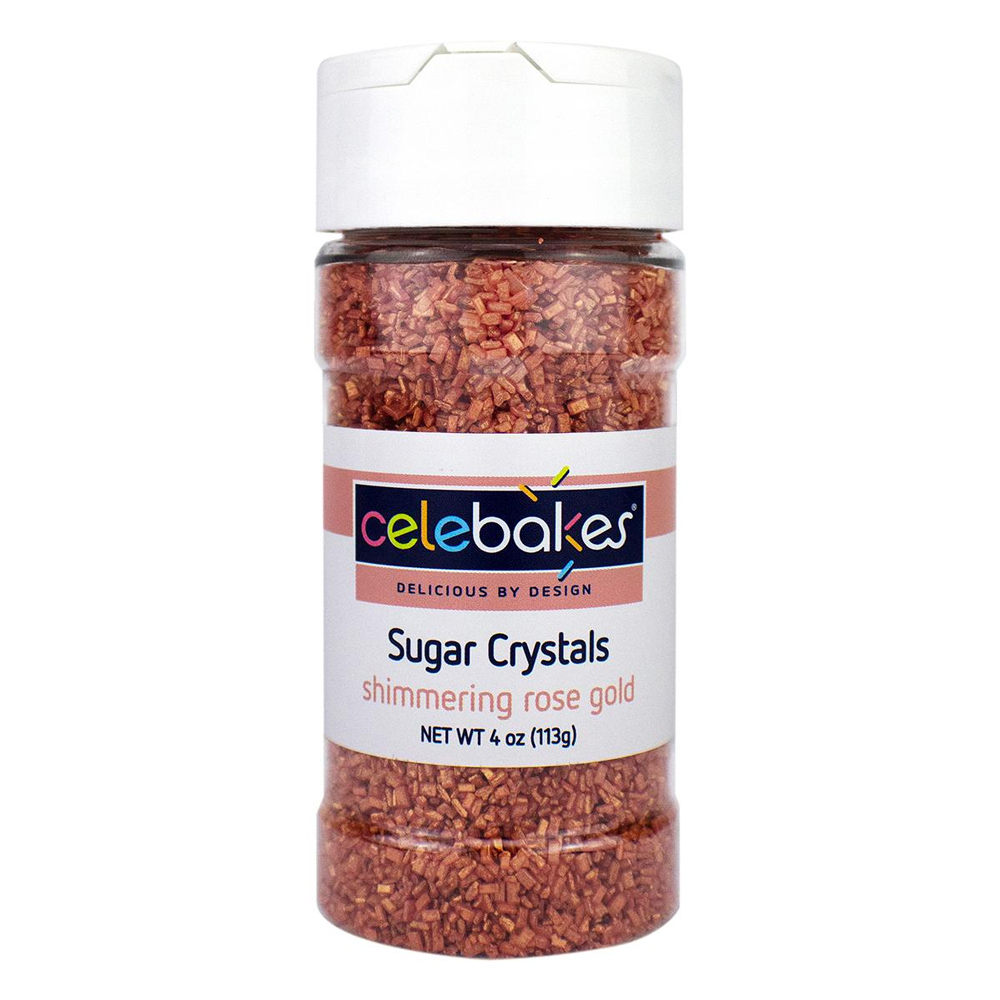 Celebakes Shimmering Rose Gold Sugar Crystals, 4 oz.