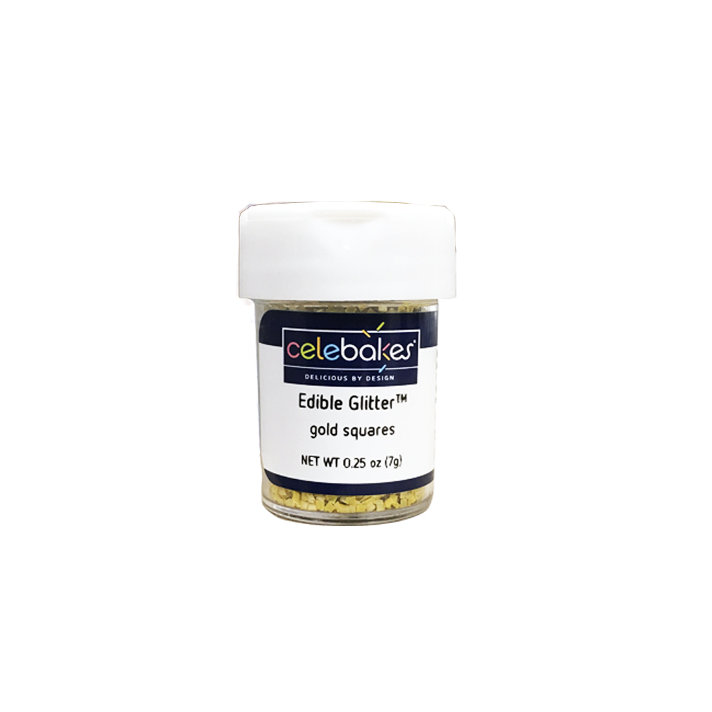 Celebakes Edible Square Gold Glitter, .25 oz