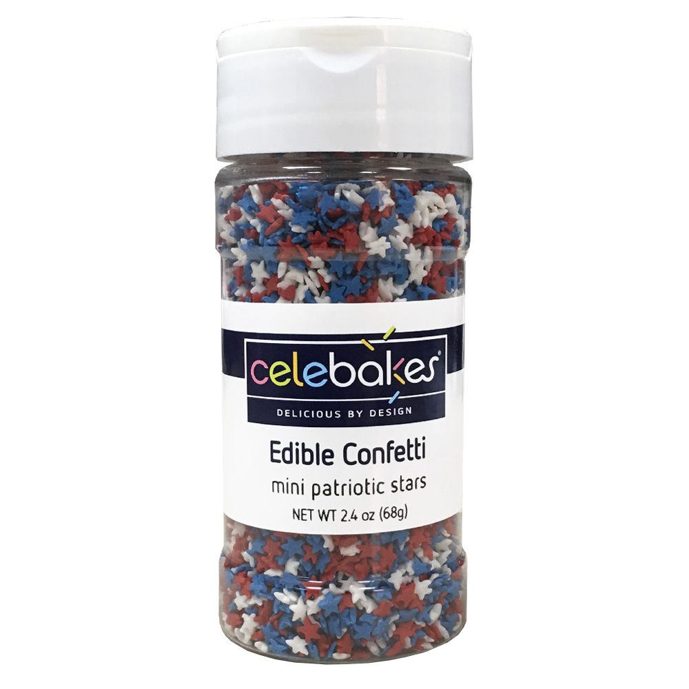 White & Blue Stars Edible Confetti 2.4 Ounces by CK Mini Red 