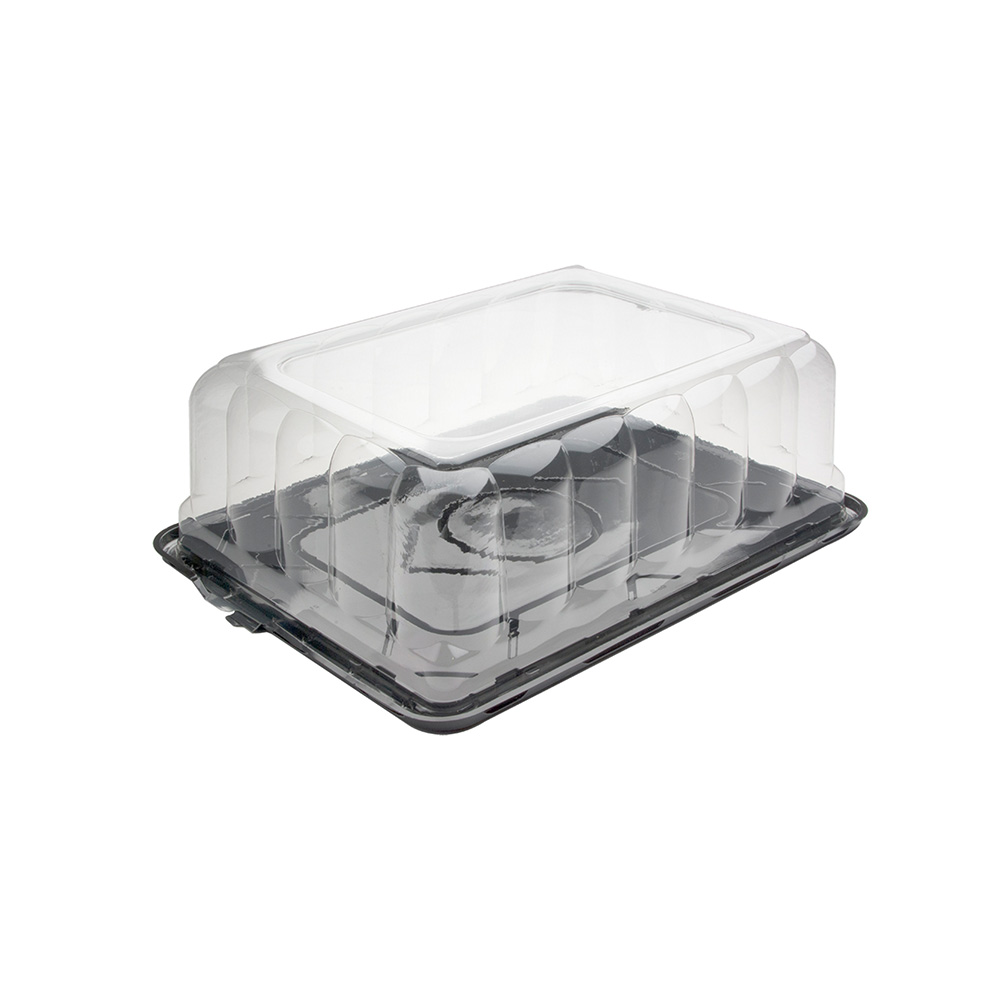 Clear Plastic Container with Black Base - 15" x 11" x 5" - Case of 65