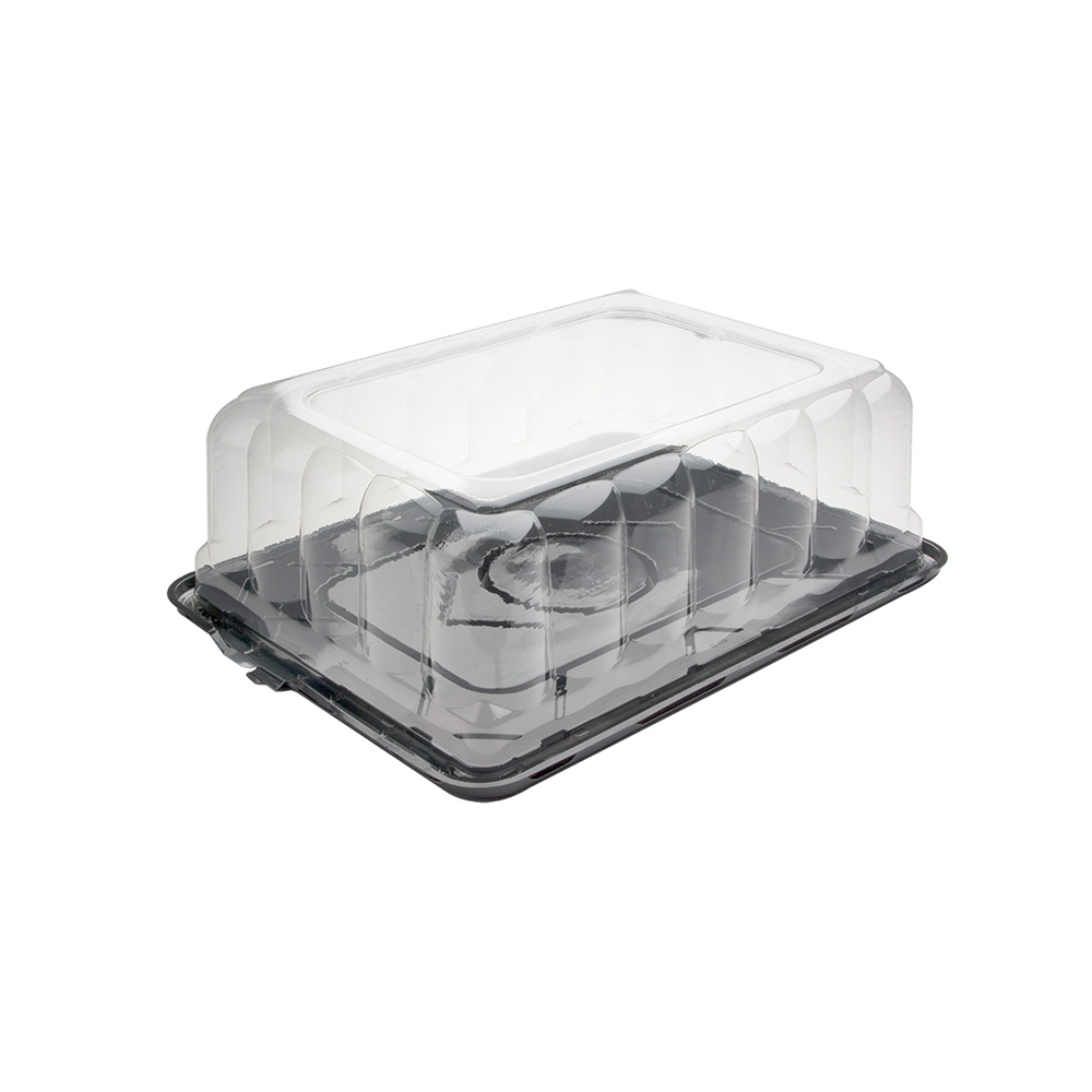 Clear Plastic Container with Black Base - 15" x 11" x 5" - Pack of 5