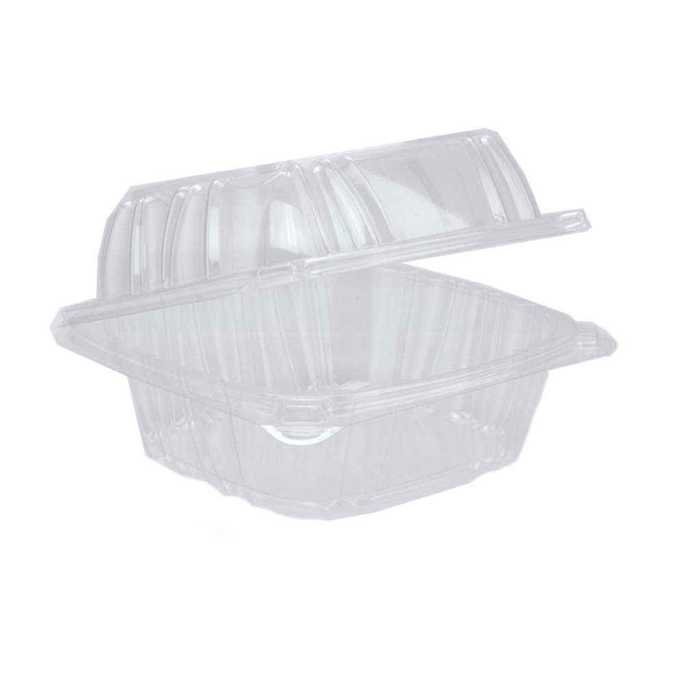 Clear Plastic Hinged Lid Container, 6" x 2" H, Pack of 5