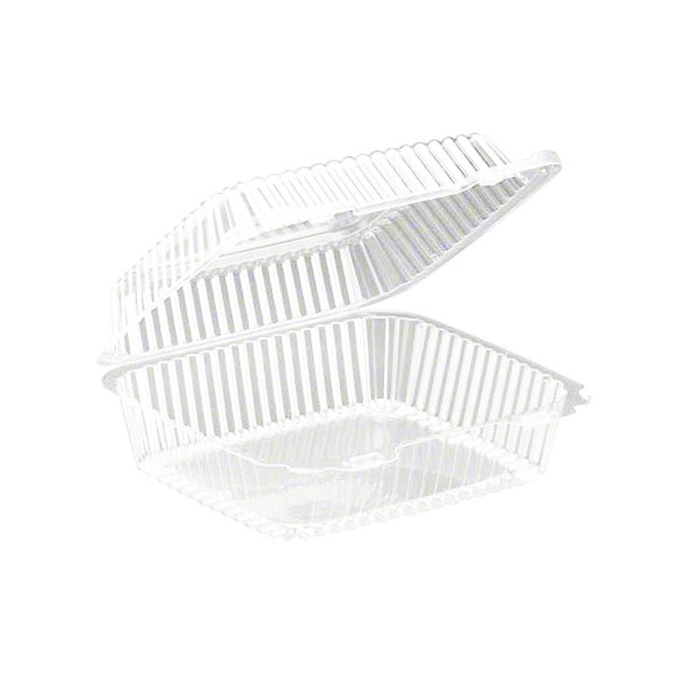 Clear Plastic One Compartment Container, 8-7/16" x 7-15/16" x 3-5/16", Pack of 5