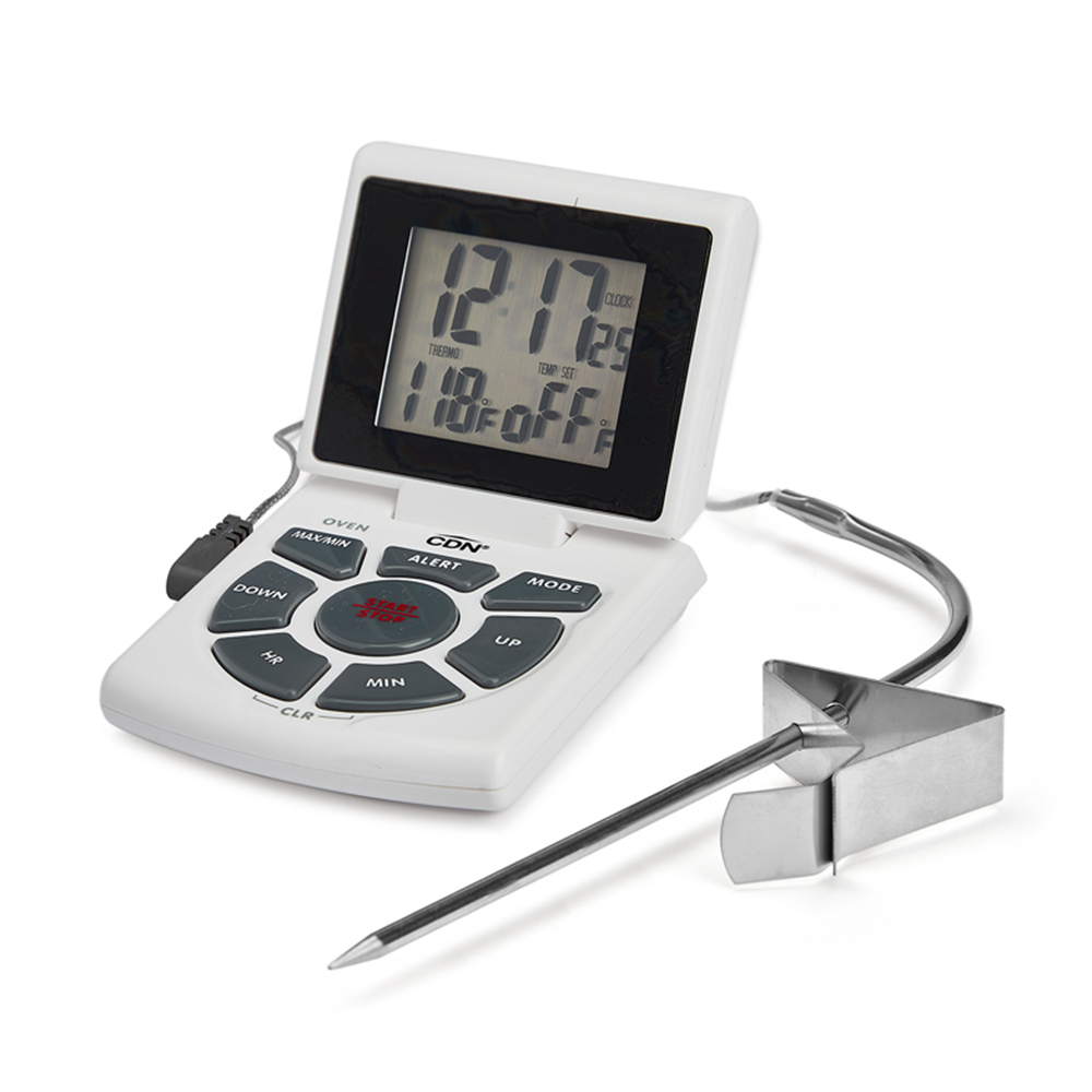 CDN White Combo Probe Thermometer, Timer & Clock