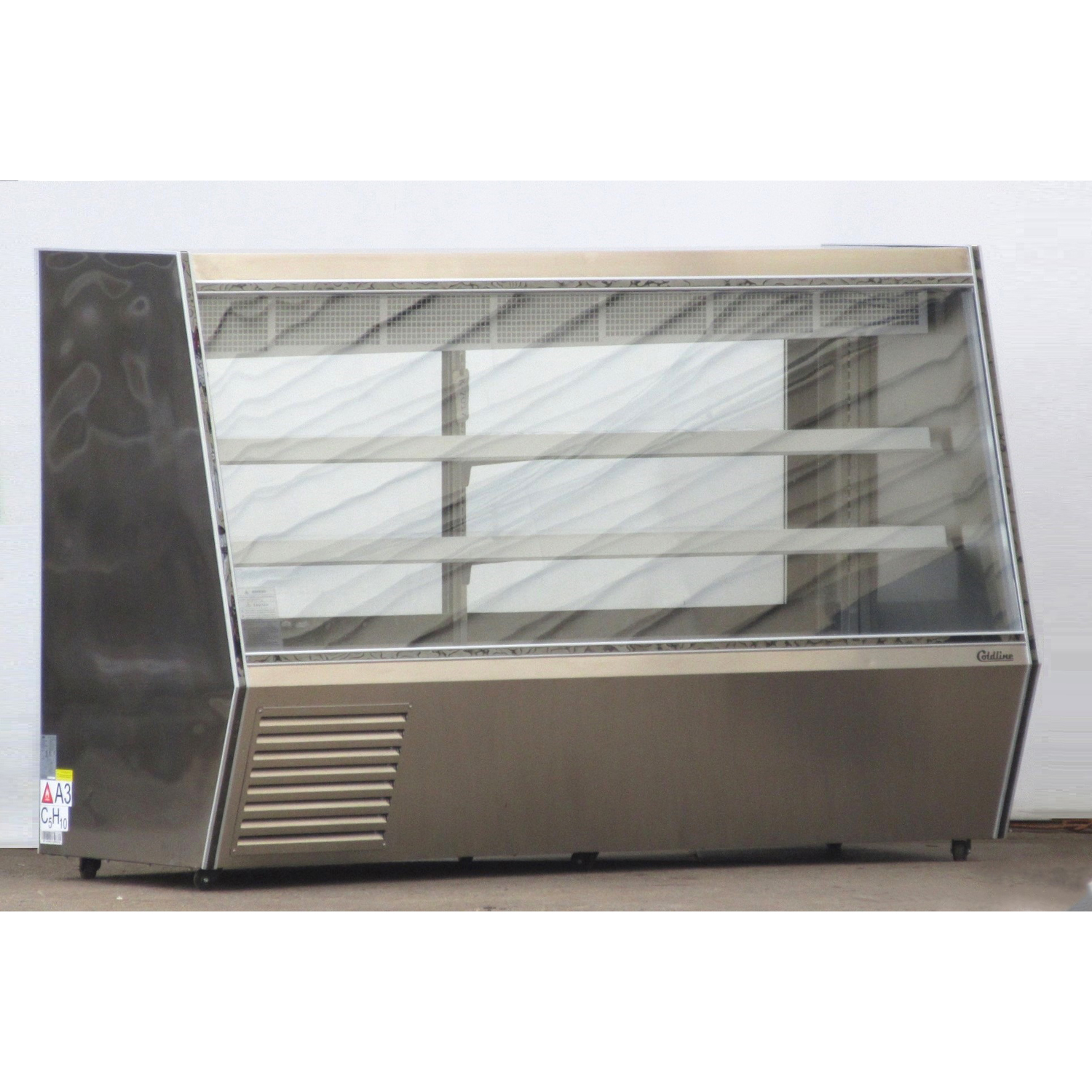 Coldline HDL84 84 Refrigerated Slanted Glass High Meat Deli Case with Rear Storage, Used Excellent Condition