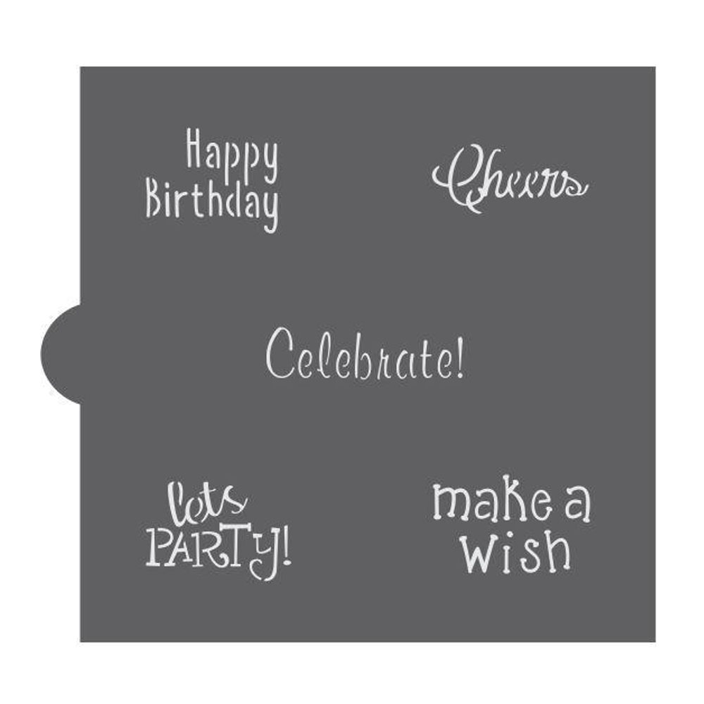 Confection Couture Birthday Words Cookie Stencil