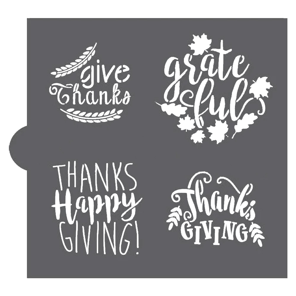 Confection Couture Give Thanks Words Cookie Stencil