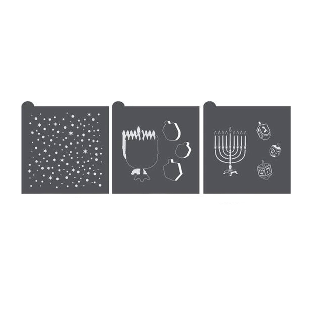Confection Couture Happy Hannukah Dynamic Duos Background Stencil, 7 Piece Set