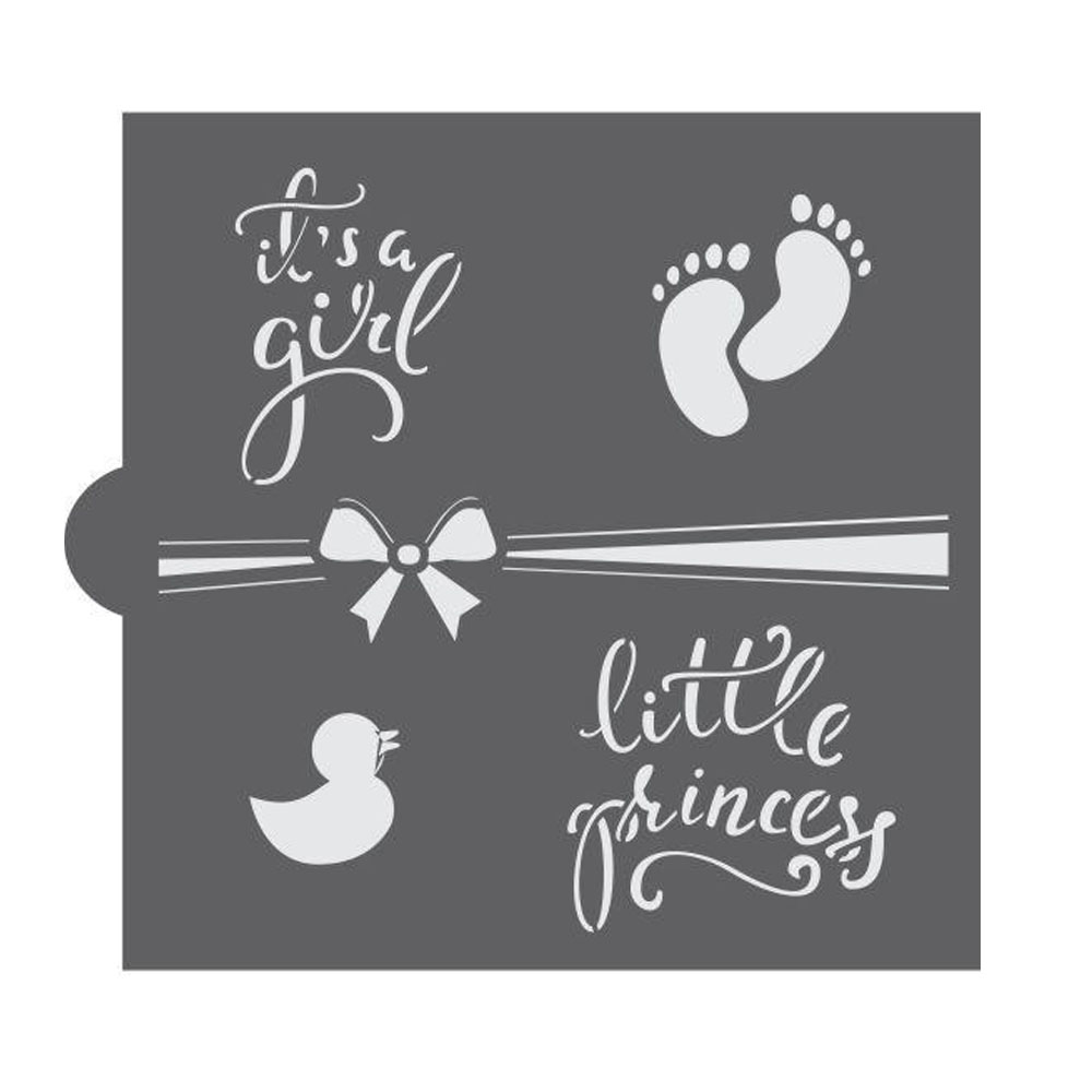 Confection Couture It's A Girl Words Cookie Stencil