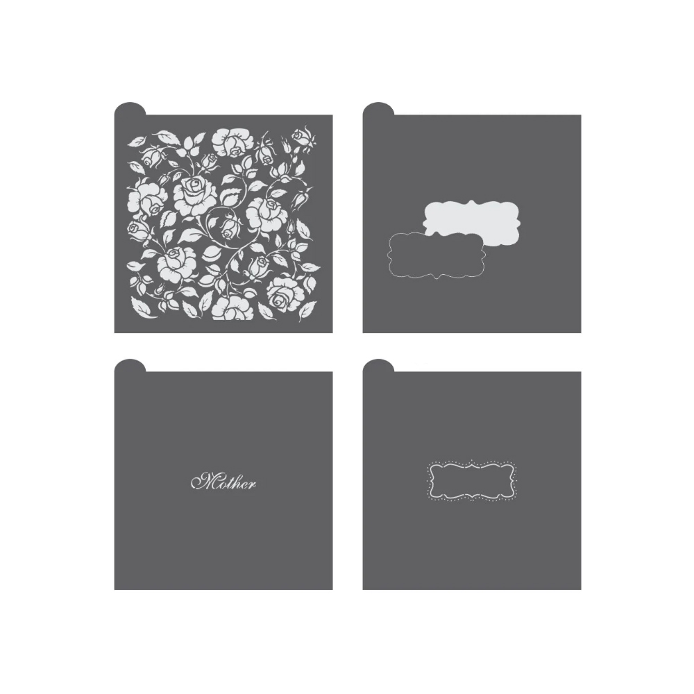 Confection Couture Prettier Plaques Mother Wishes Cookie Stencil Set, 5 Pc