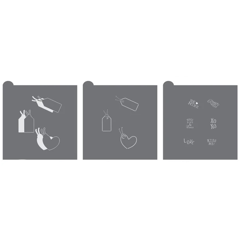 Confection Couture Roses and Red Dynamic Duos Cookie Stencil Set, 6-Piece Set