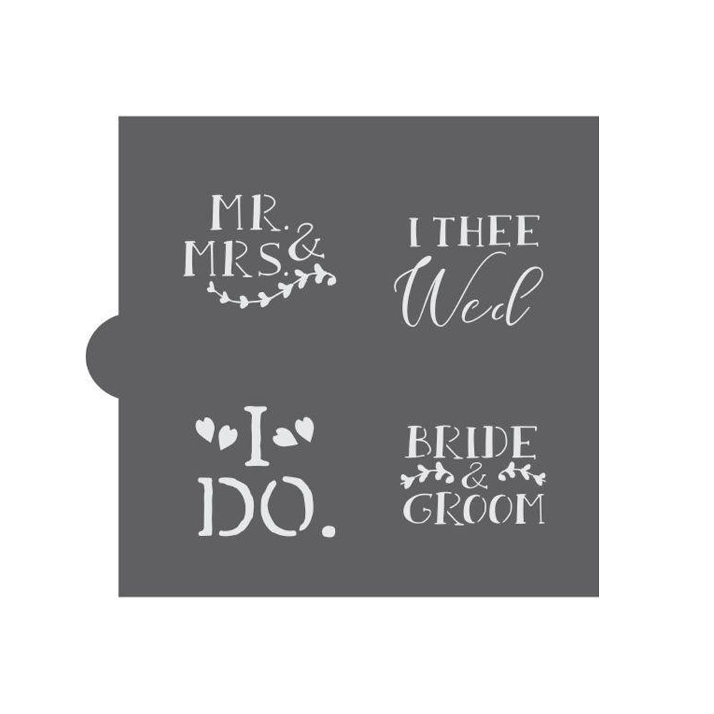 Confection Couture Wedding Bells Words Cookie Stencil