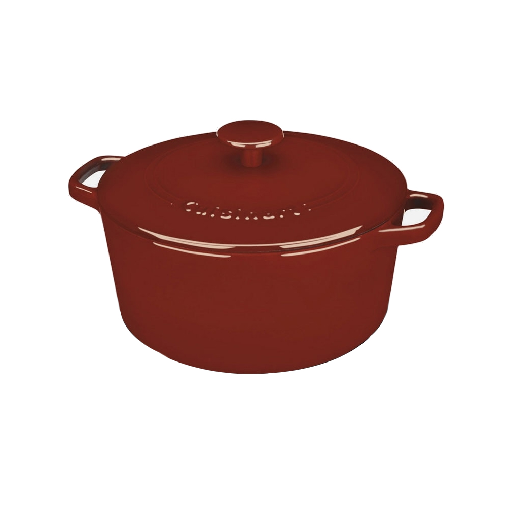 Cuisinart Enameled Cast Iron Round Red Covered Casserole, 5 Quart