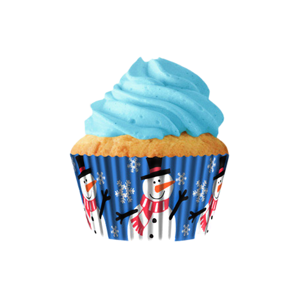 Cupcake Creations Paper Cups, Blue Snowman, Pack of 32