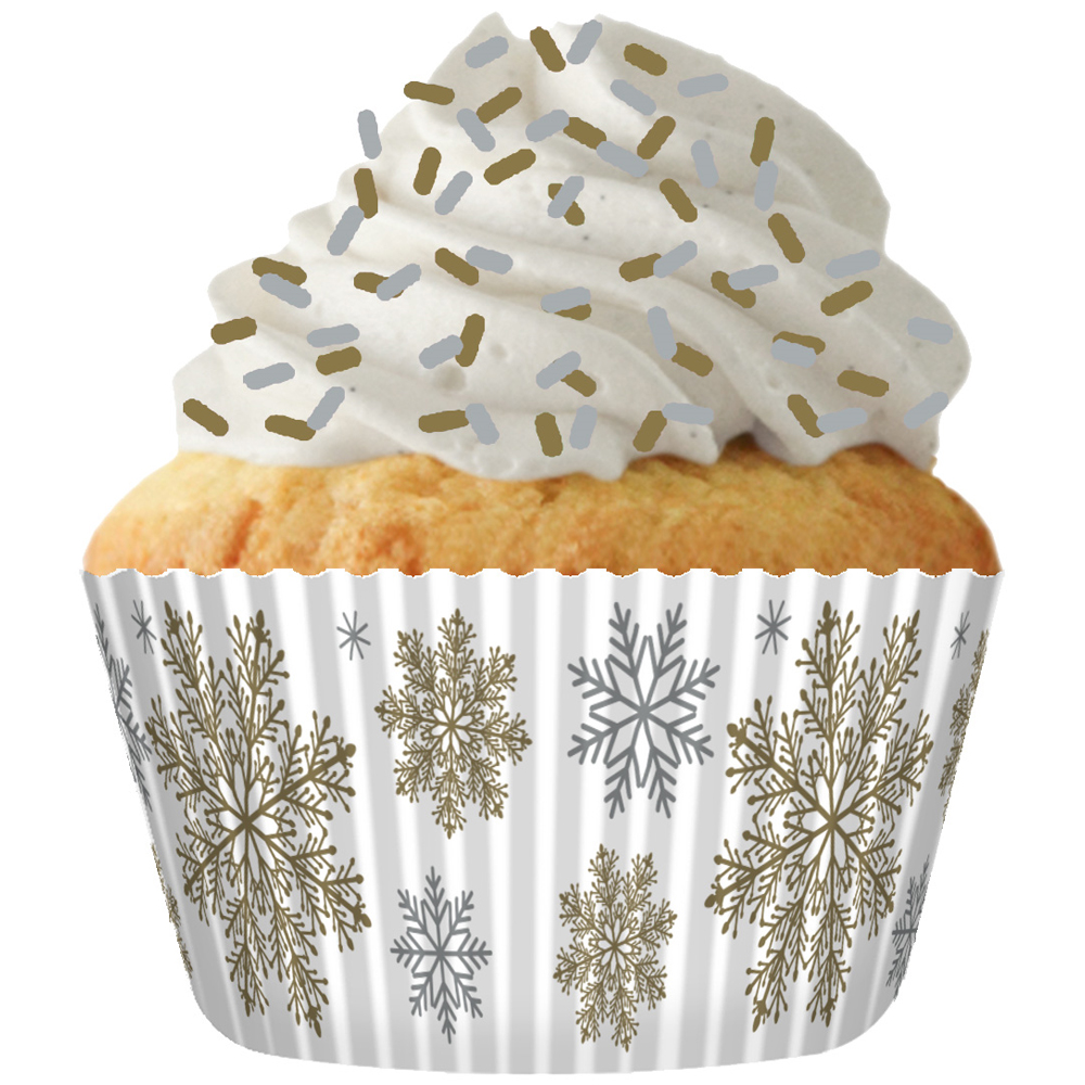 Cupcake Creations Paper Cups, Elegant Snowflakes, Pack of 32