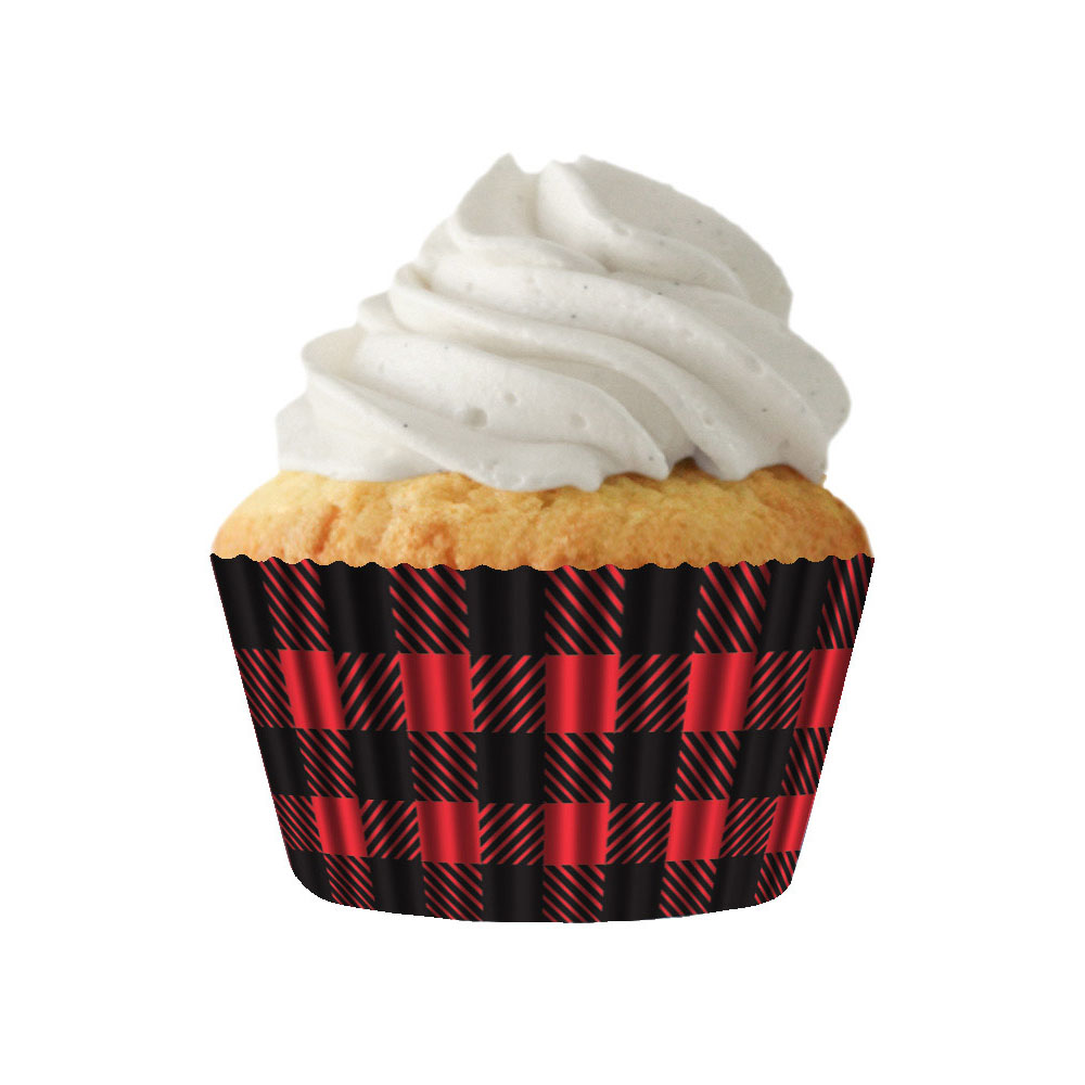 Cupcake Creations Paper Cups, Red & Black Buffalo Plaid, Pack of 32