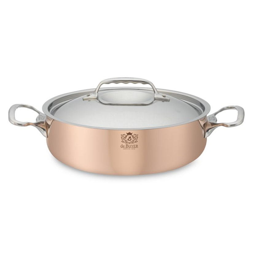 DeBuyer Copper Saute Pan with Lid - 5.2 Quart