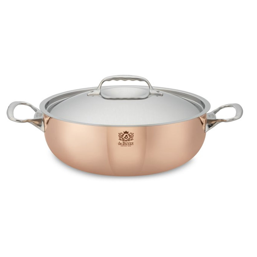 DeBuyer Rounded Copper Saute Pan 11" Diameter (5.2 Qt)