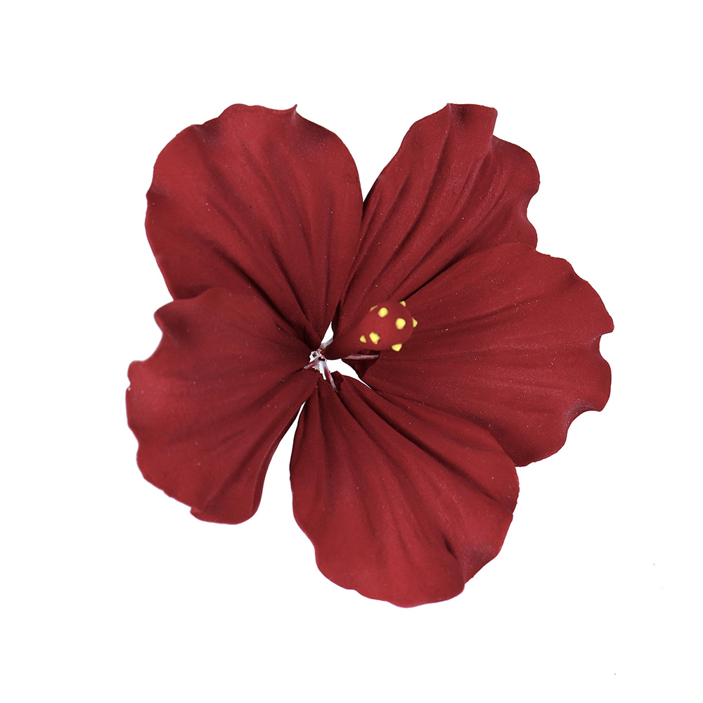 Deep Red Hibiscus Gumpaste Flowers - Set of 3