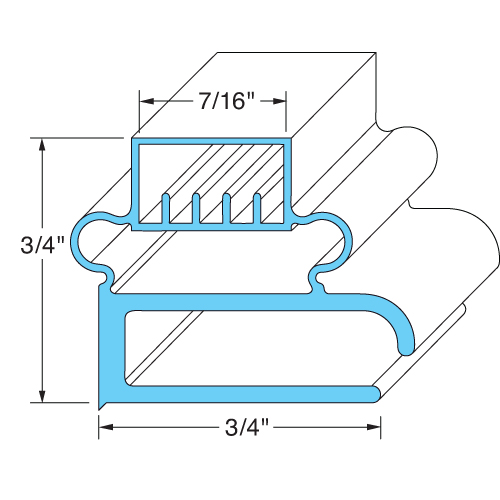 Delfield OEM # 1702144 / 1702004, Rubber Magnetic Door Gasket - 24 13/16" x 27 1/4"