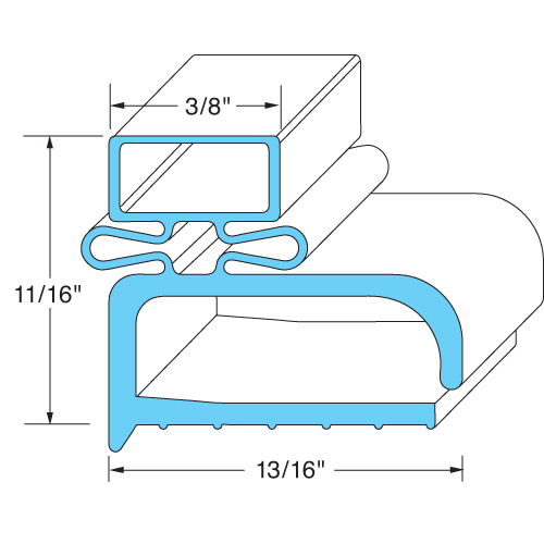 Delfield OEM # 1702147 / 1702090, Rubber Magnetic Door Gasket - 21 3/4" x 27 1/4"