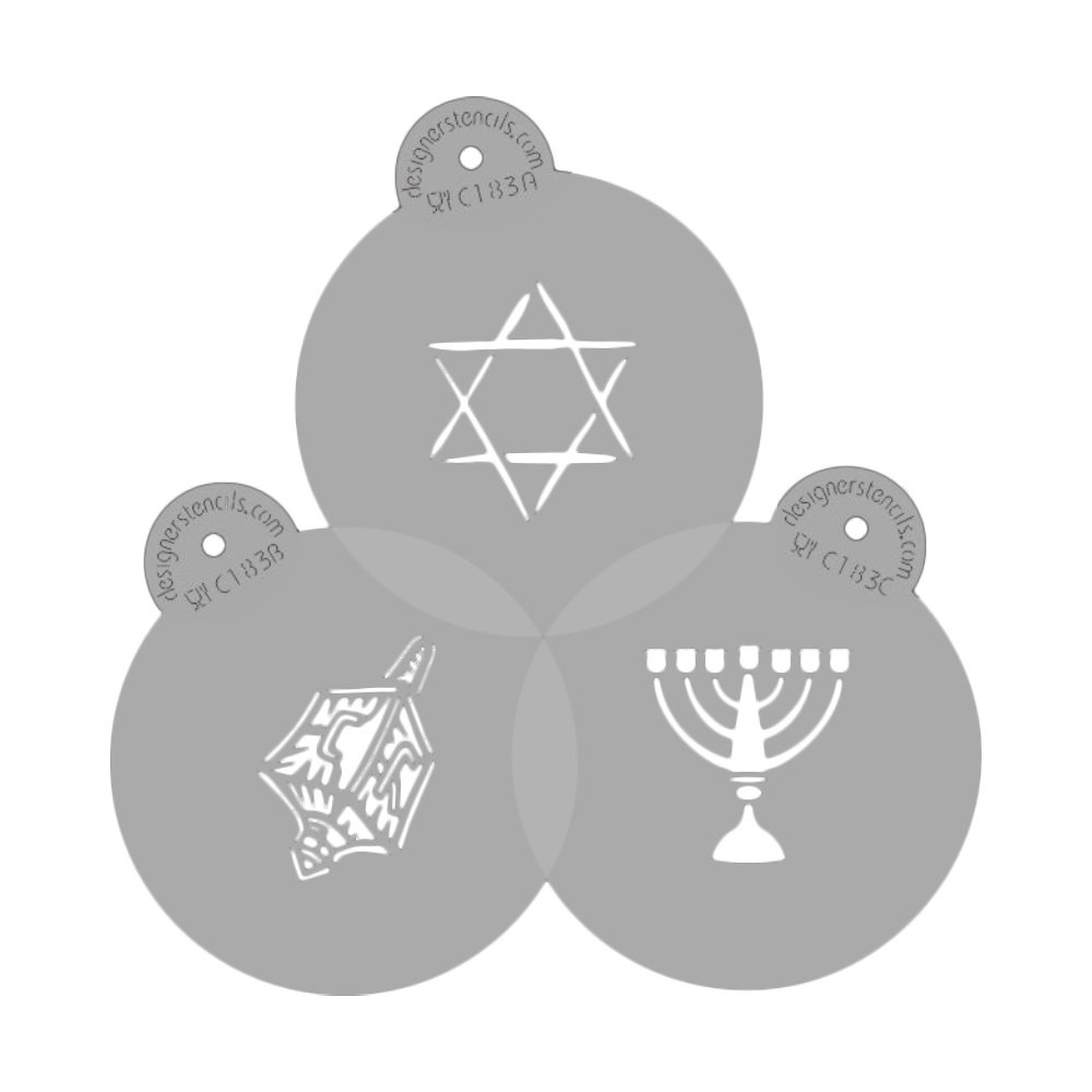 Designer Stencils Decorating Stencil Jewish Symbols Chanukah Top 2.5"