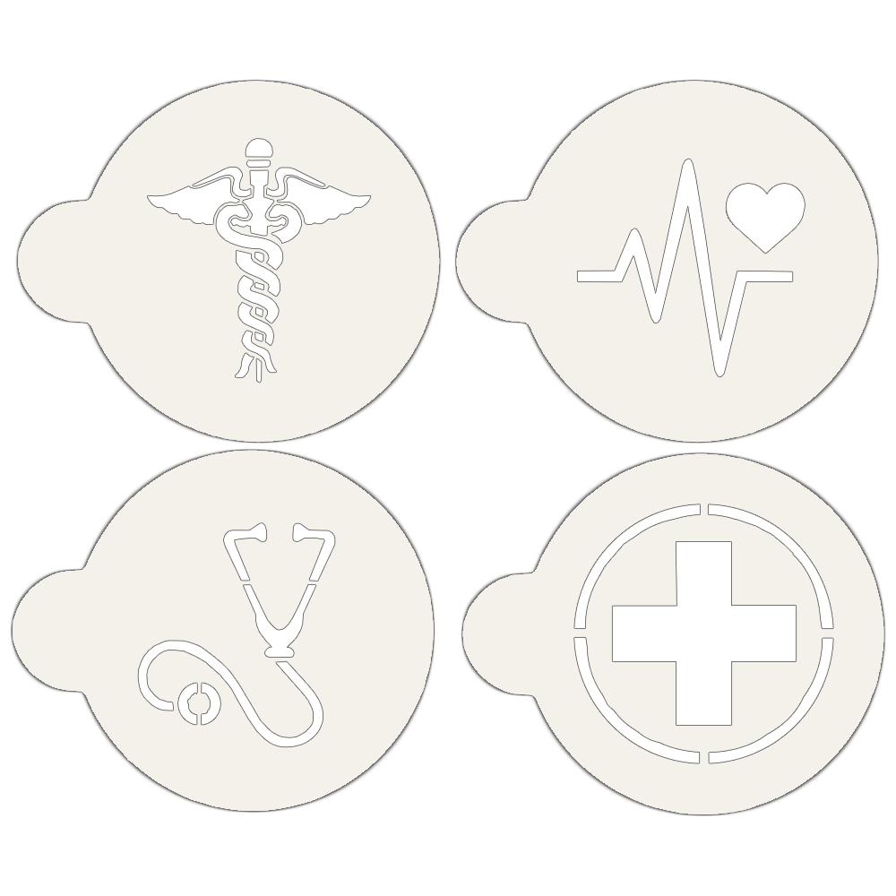 Designer Stencils Medical Symbols Cookie Stencils, 4-Piece Set