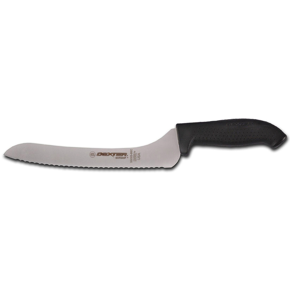 Dexter-Russell Black 9" Serrated Offset Slicer, Sofgrip Handle