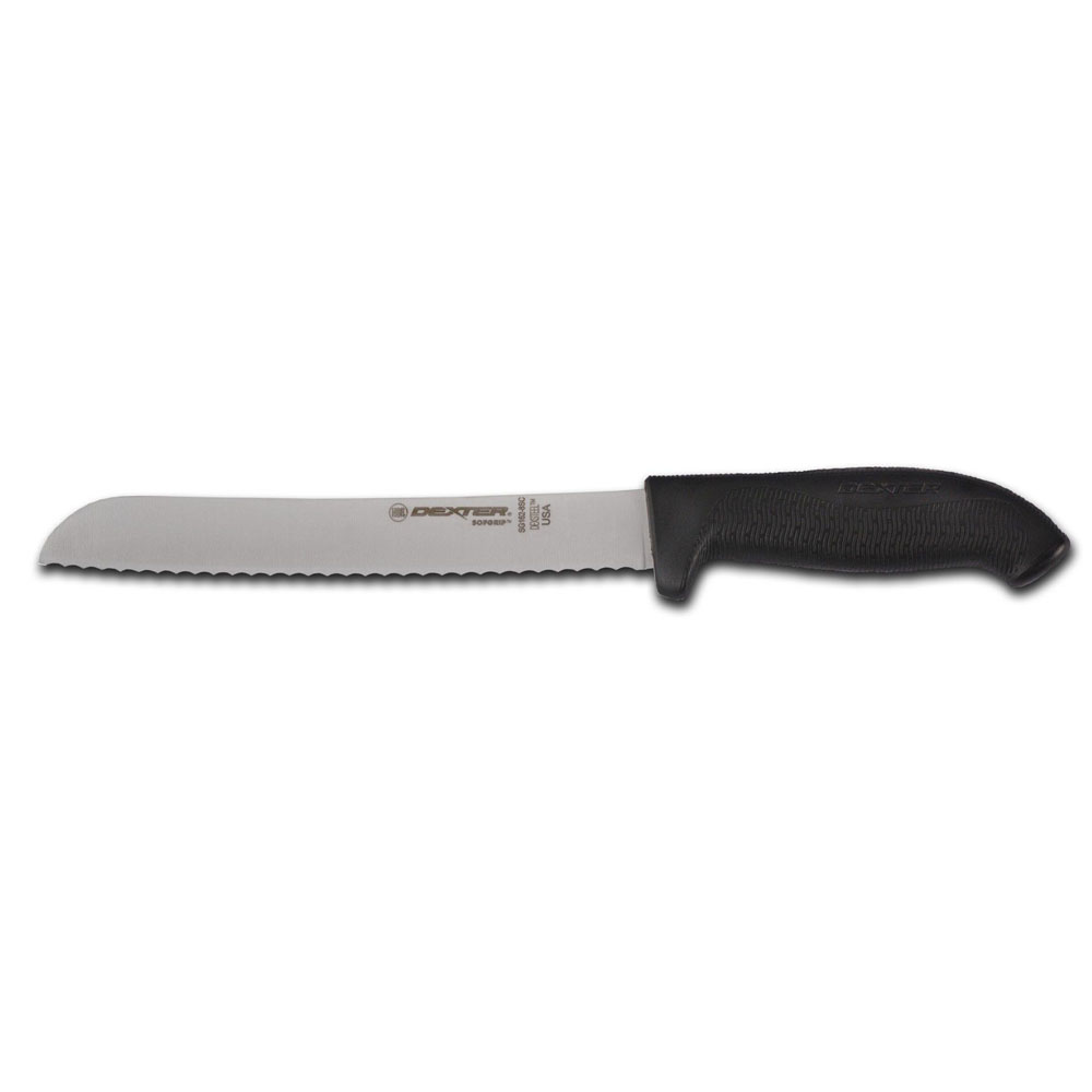 Dexter-Russell Sofgrip Black 8" Scalloped Bread Knife 
