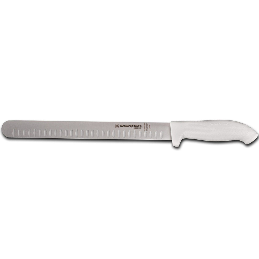 Dexter-Russell White 12" Granton-Edge Slicer, Sofgrip Handle 