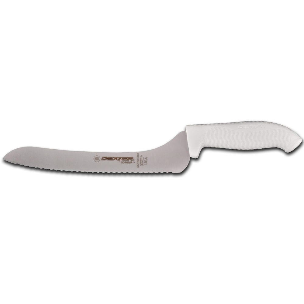 Dexter-Russell White 9" Serrated Offset Slicer, Sofgrip Handle