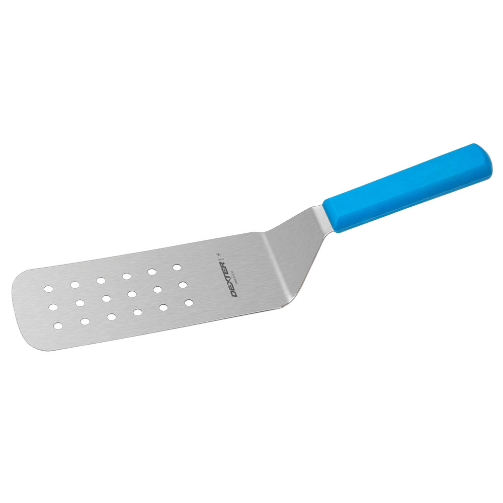 Dexter Russell 31647H Perforated Cake Turner, 8" x 3" Blade, Blue Handle