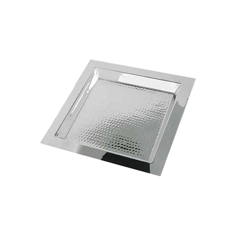 Eastern Tabletop 13" x 13" Square Stainless Steel Hammered Tray