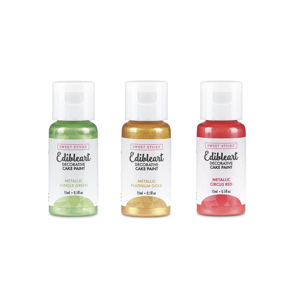 Edible Art Metallic Christmas Trio Metallic Food Paint, 15ml, Set of 3