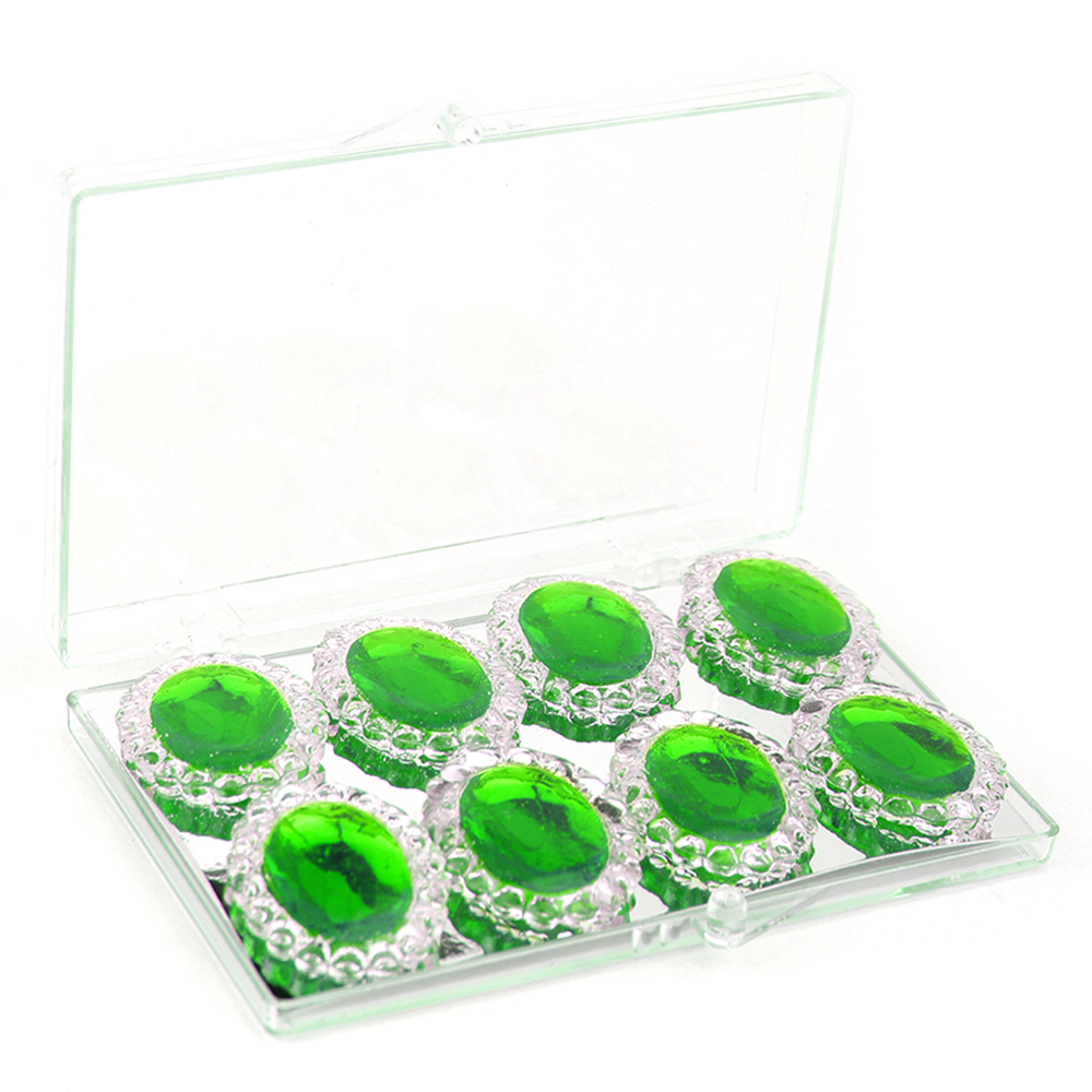 Edible Diamond-Framed Emerald Oval Gems, 8 Pieces 