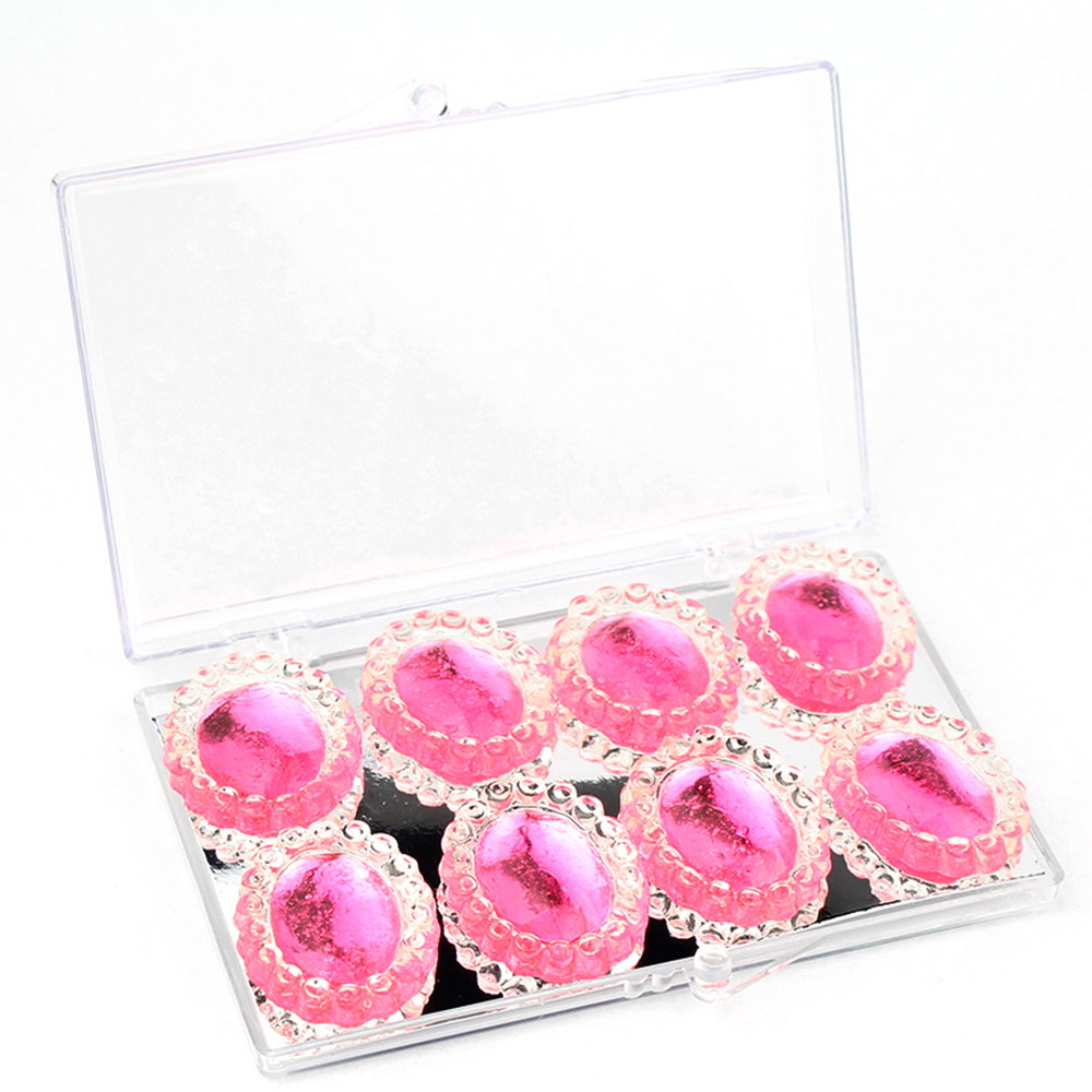 Edible Diamond-Framed Pink Oval Gems, 8 Pieces 