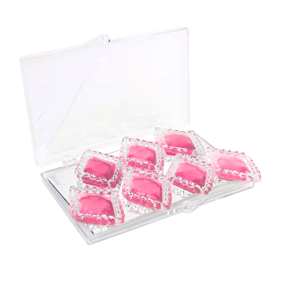 Edible Diamond-Framed Pink Rhombus Gems, 7 Pieces