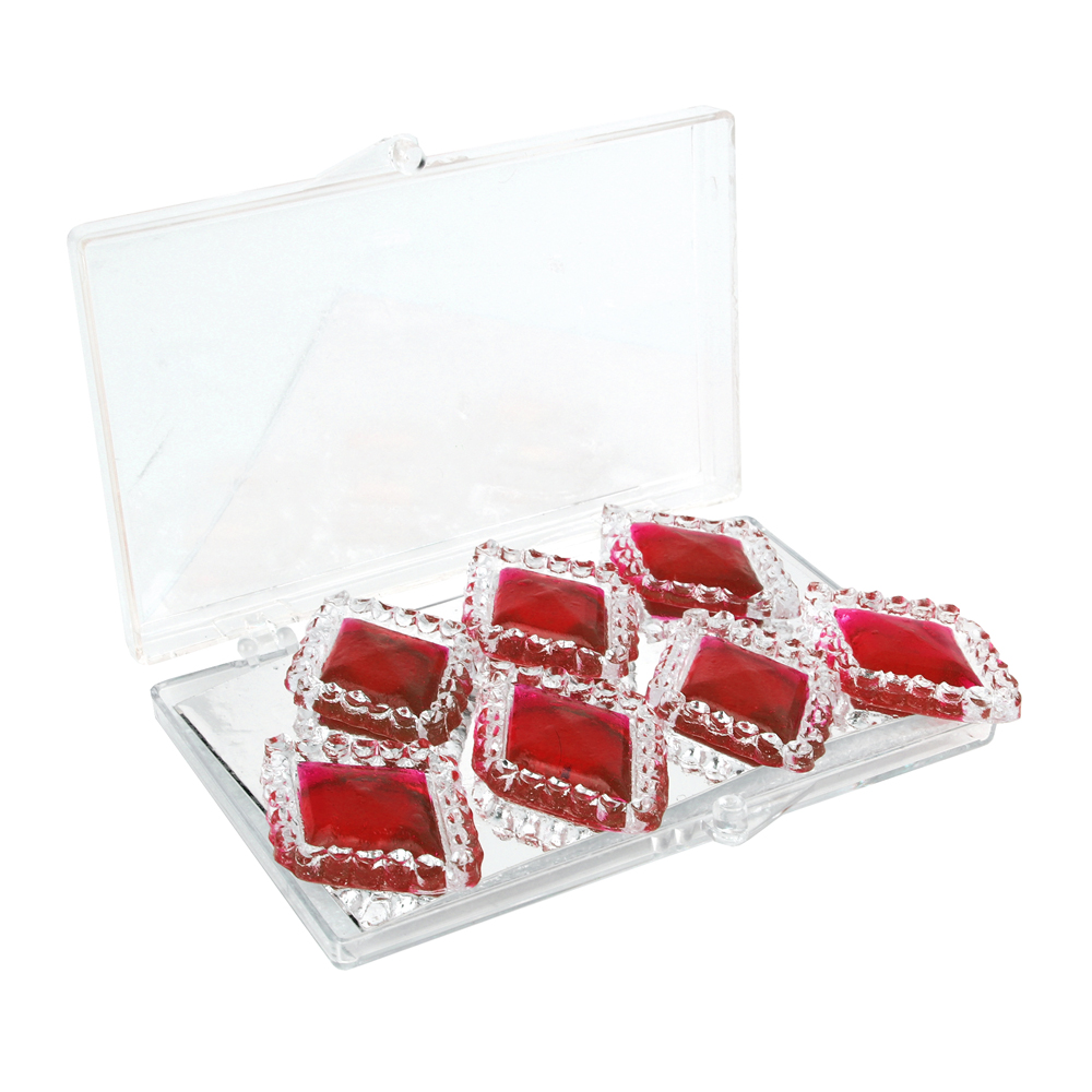 Edible Diamond-Framed Ruby Red Rhombus Gems, 7 Pieces