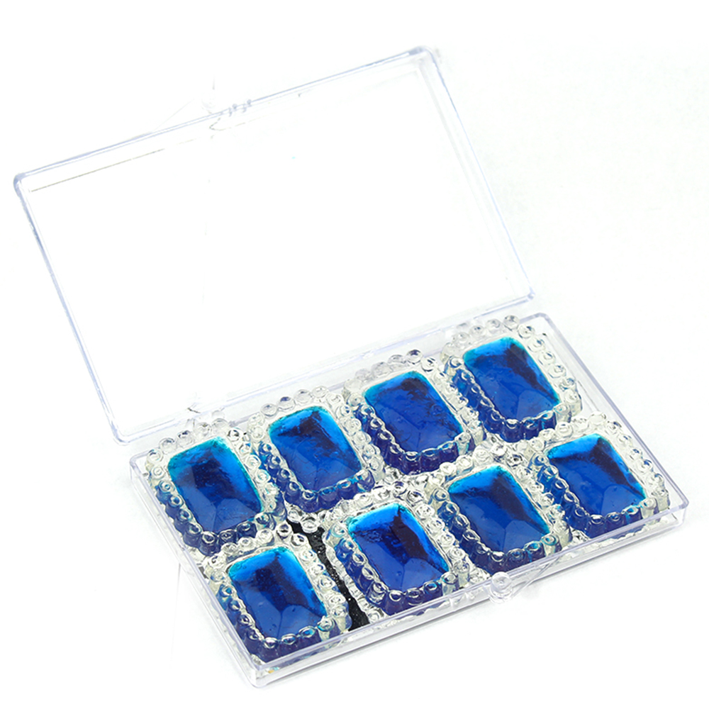 Edible Diamond-Framed Sapphire Blue Rectangle Gems, 8 Pieces